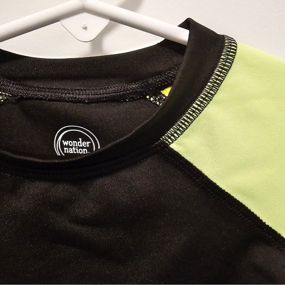 4/5 xs Wonder Nation black green and white rashguard swimshirt Vacation Summer - Picture 8 of 15